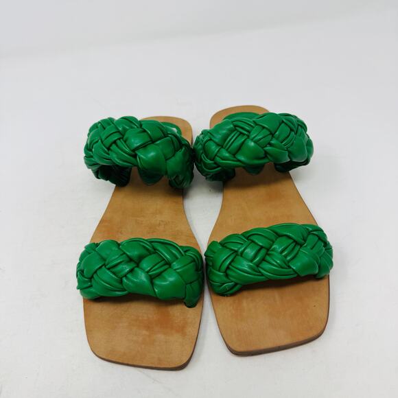 GUESS Green Braided Double Strap Flat Sandals – Size 6.5 - Picture 4 of 11